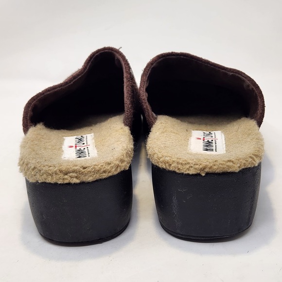 Minnetonka Womens Brown Suede Slip On Mules Clogs Size 9 Studded Felt Lined - Picture 6 of 8